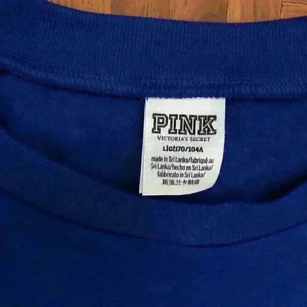 VS Victoria Secret PINK brand blue fleece pullovers LARGE - Picture 2 of 4